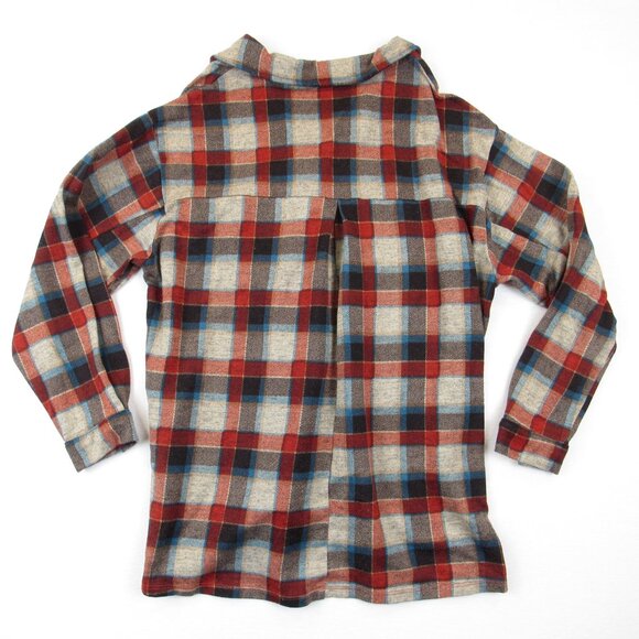 Hyfve Plaid Flannel Shirt Women's Size S High Low Button-Down Top - Picture 4 of 6